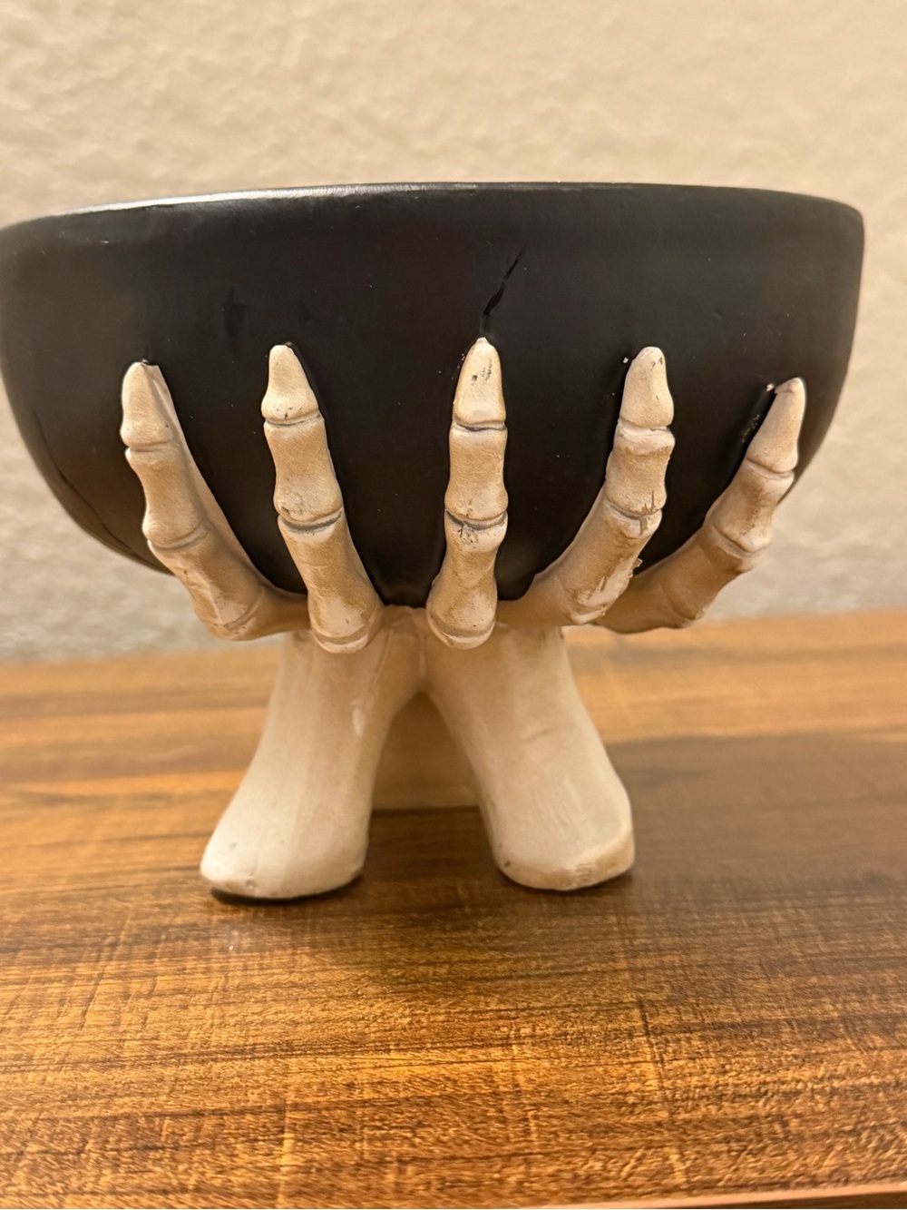 Skeleton Hand Decorative Bowl - Black and Cream Home Art